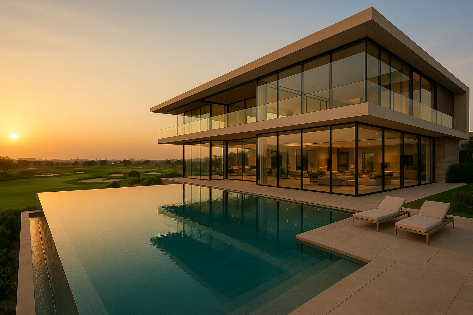 Luxury Dubai villa with clear floor-to-ceiling glazing